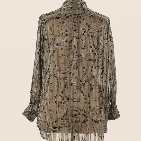 Richard Allan X H&M Designer Collab Patterned Airy Tunic/Shirt Olive Grn Sz 14 - Picture 6 of 6